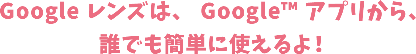 Google レンズは、 Google™ アプリから、誰でも簡単に使えるよ！